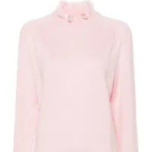 NWTPhilosophy Di Lorenzo Serafini pink frilled-neckline fine-knit jumper Size 40
